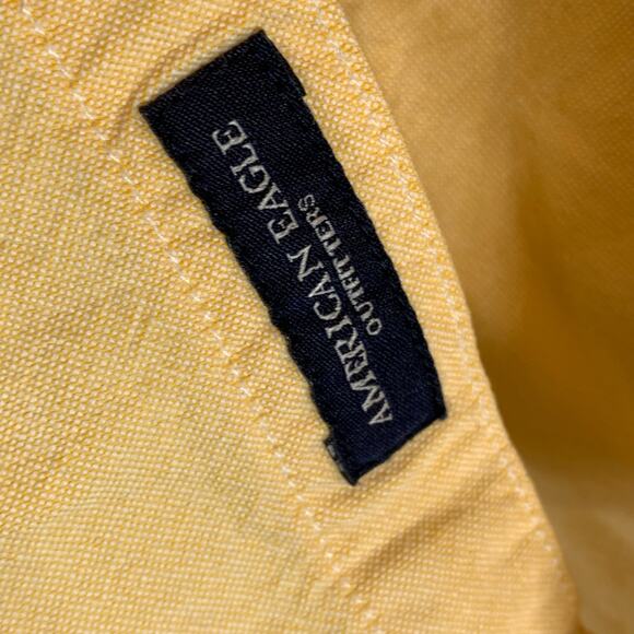 AMERICAN EAGLE OUTFITTERS Men's Yellow Seriously Soft Button-Up Shirt SZ M - Picture 10 of 13